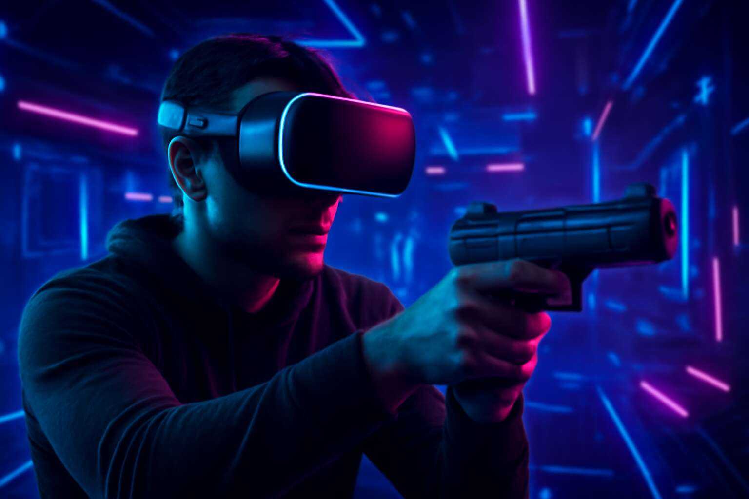 vr headset and gun