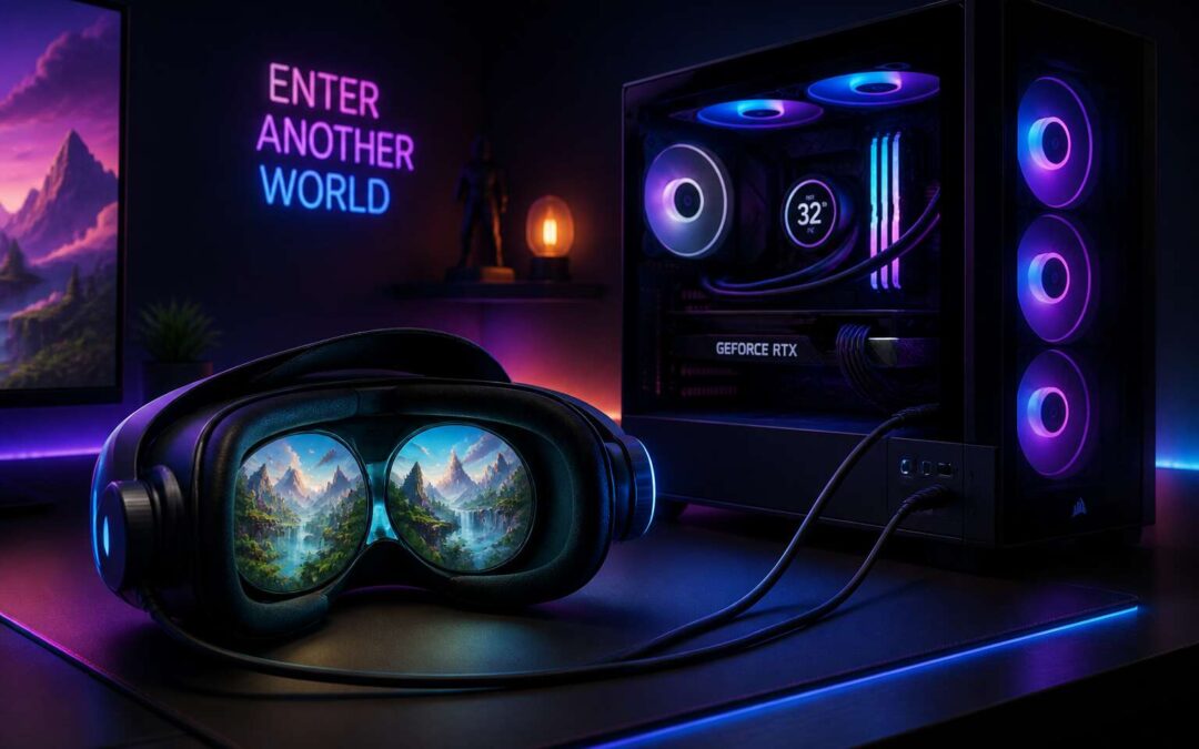 Connect your vr headset to pc for wireless VR gaming.